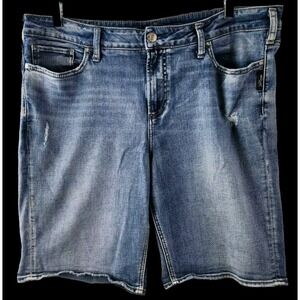Silver Jeans Co. Women's Avery Bermuda Denim Jean‎ Shorts Sz 20 Western Logo